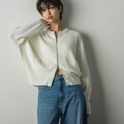 ＜MAYSON GREY（Women）＞ブークレジップニットカーディガン　≪手洗い可能≫
