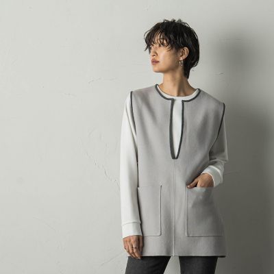 ＜MAYSON GREY（Women）＞配色パイピングニットベストアンサンブル≪手洗い可能≫