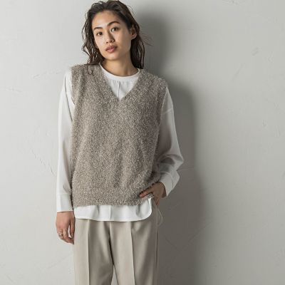 ＜MAYSON GREY（Women）＞フェザーＶネックニットベスト≪手洗い可能≫