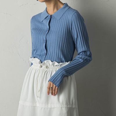 MAYSON GREY / メイソングレイ リブポロニットプルオーバー≪手洗い可能≫ MAYSON GREY｜リブポロニットプルオーバー≪手洗い可能