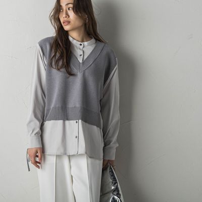 ＜MAYSON GREY（Women）＞ニットベストレイヤード風プルオーバー≪手洗い可能≫