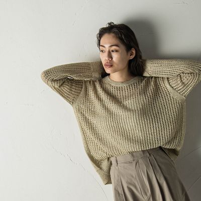 ＜MAYSON GREY（Women）＞ラメメッシュニットプルオーバー≪手洗い可能≫