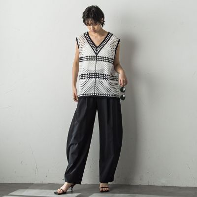 配色クロシェニットタンクトップ≪手洗い可能≫