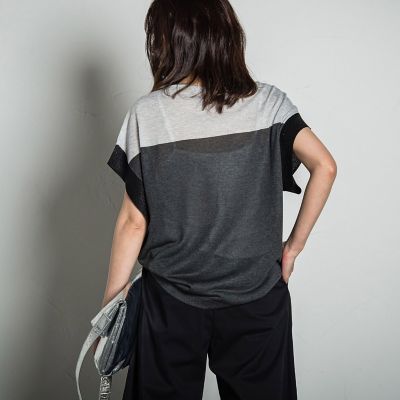 【新色追加】ＵＶカット配色ハイゲージニットプルオーバー≪手洗い可能≫