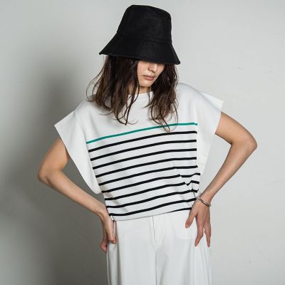 ＜MAYSON GREY（Women）＞【ＷＥＢ限定】配色ボーダーニットプルオーバー≪手洗い可能≫