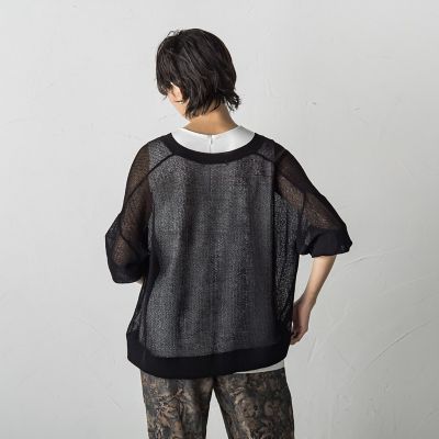 【新色追加】チュールライクスカシ編みニットカーディガン≪手洗い可能≫