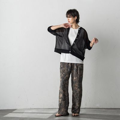 【新色追加】チュールライクスカシ編みニットカーディガン≪手洗い可能≫