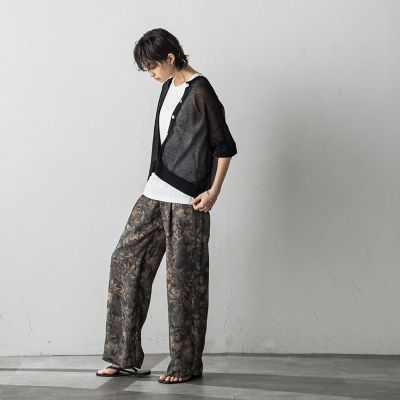 【新色追加】チュールライクスカシ編みニットカーディガン≪手洗い可能≫