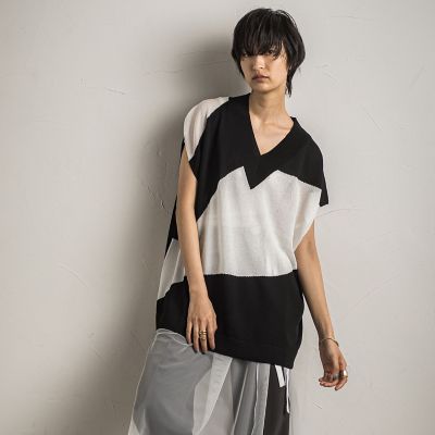 ＜MAYSON GREY（Women）＞ニュアンスパターンノースリーブニットプルオーバー≪手洗い可能≫