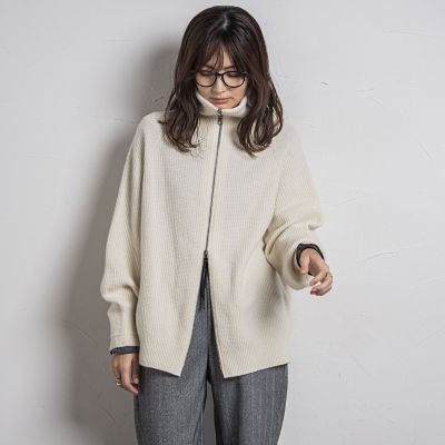 ＜MAYSON GREY（Women）＞【カタログ掲載】カシミヤブレンドダブルジップニットブルゾン≪手洗い可能≫