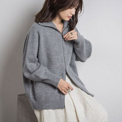 【カタログ掲載】カシミヤブレンドダブルジップニットブルゾン≪手洗い可能≫