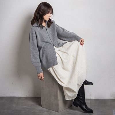 【カタログ掲載】カシミヤブレンドダブルジップニットブルゾン≪手洗い可能≫