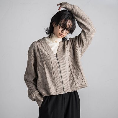 ケーブルニットジップカーディガン≪手洗い可能≫