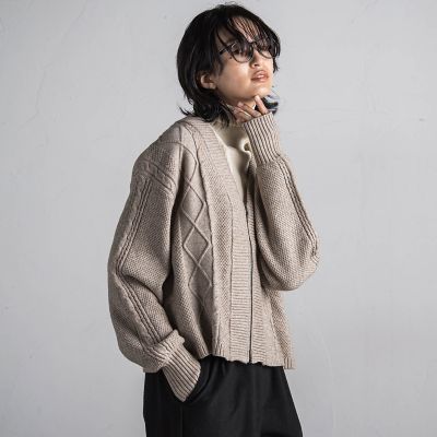 ケーブルニットジップカーディガン≪手洗い可能≫