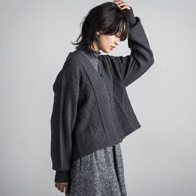 ケーブルニットジップカーディガン≪手洗い可能≫
