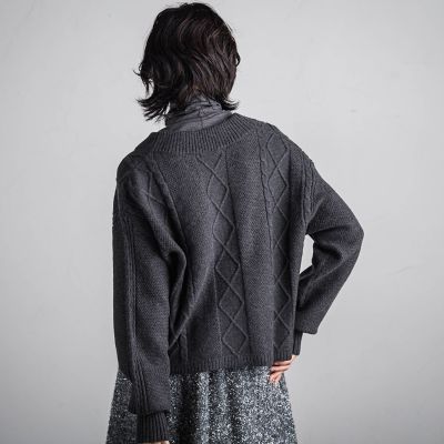 ケーブルニットジップカーディガン≪手洗い可能≫