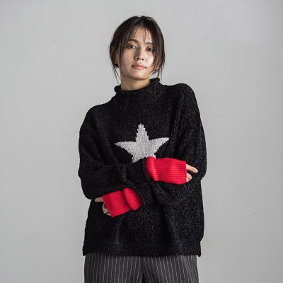 【カタログ掲載】スタージャガードニットプルオーバー≪手洗い可能≫