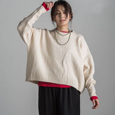 ヤクライククルーネックニットトップス≪手洗い可能≫