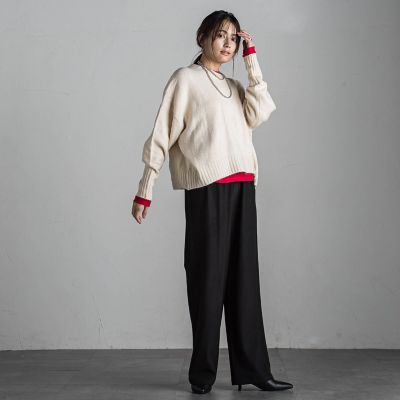 ヤクライククルーネックニットトップス≪手洗い可能≫