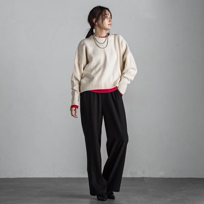ヤクライククルーネックニットトップス≪手洗い可能≫