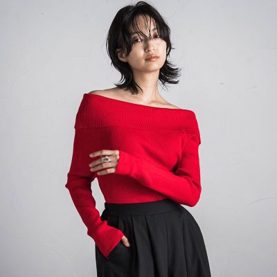 【ＷＥＢ限定カラーあり】オフショルダーニットプルオーバー≪手洗い可能≫