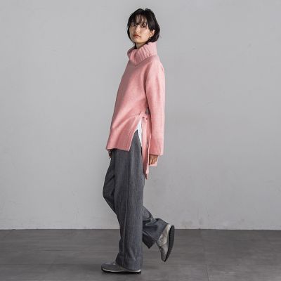 WEB限定】MIXヤーンサイドスリットニットプルオーバー≪手洗い