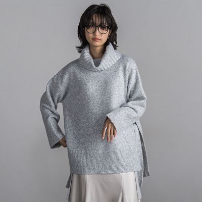 WEB限定】MIXヤーンサイドスリットニットプルオーバー≪手洗い