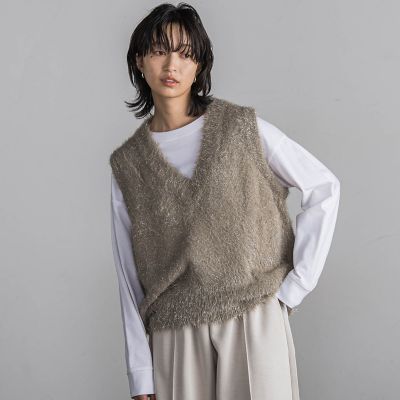 ＜MAYSON GREY（Women）＞【ＷＥＢ限定】ソフトラメシャギーニットベスト≪手洗い可能≫