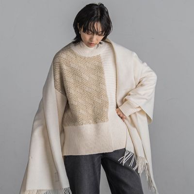【ＷＥＢ限定】シャギージャガード柄切替ニットプルオーバー≪手洗い可能≫