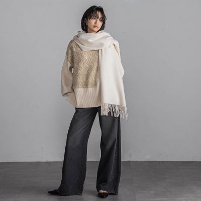 【ＷＥＢ限定】シャギージャガード柄切替ニットプルオーバー≪手洗い可能≫