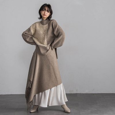 【ＷＥＢ限定】シャギージャガード柄切替ニットプルオーバー≪手洗い可能≫