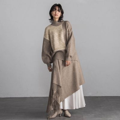 【ＷＥＢ限定】シャギージャガード柄切替ニットプルオーバー≪手洗い可能≫