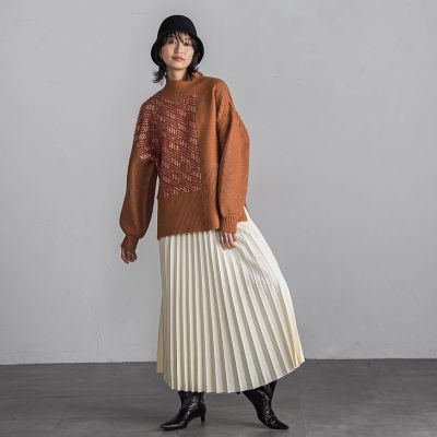 【ＷＥＢ限定】シャギージャガード柄切替ニットプルオーバー≪手洗い可能≫