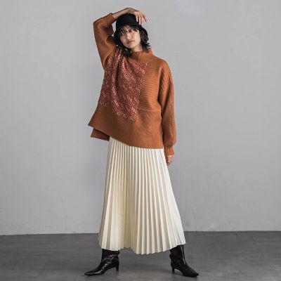 【ＷＥＢ限定】シャギージャガード柄切替ニットプルオーバー≪手洗い可能≫