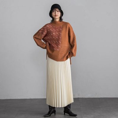 【ＷＥＢ限定】シャギージャガード柄切替ニットプルオーバー≪手洗い可能≫