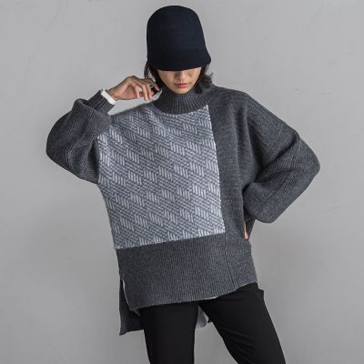 【ＷＥＢ限定】シャギージャガード柄切替ニットプルオーバー≪手洗い可能≫