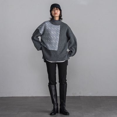 【ＷＥＢ限定】シャギージャガード柄切替ニットプルオーバー≪手洗い可能≫