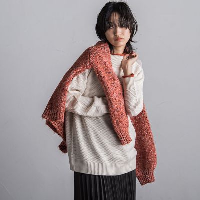 【ＷＥＢ限定】鹿の子編み配色ニットプルオーバー≪洗濯機で洗える≫