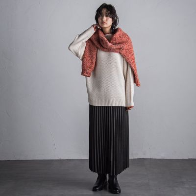 【ＷＥＢ限定】鹿の子編み配色ニットプルオーバー≪洗濯機で洗える≫