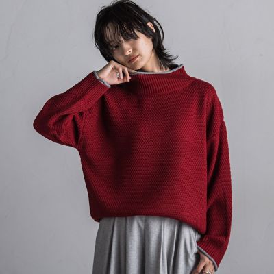 【ＷＥＢ限定】鹿の子編み配色ニットプルオーバー≪洗濯機で洗える≫