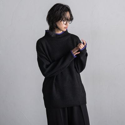 【ＷＥＢ限定】鹿の子編み配色ニットプルオーバー≪洗濯機で洗える≫