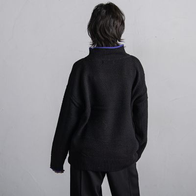 【ＷＥＢ限定】鹿の子編み配色ニットプルオーバー≪洗濯機で洗える≫