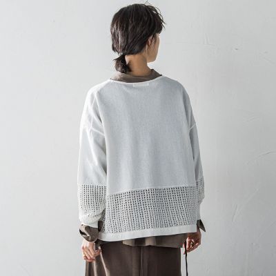 ペーパーブレンドメッシュヘムニットプルオーバー≪手洗い可能≫
