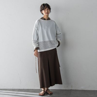 ペーパーブレンドメッシュヘムニットプルオーバー≪手洗い可能≫
