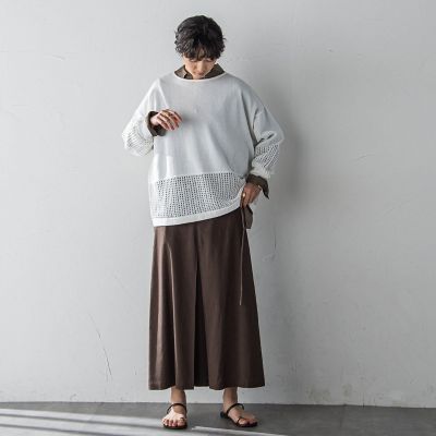 ペーパーブレンドメッシュヘムニットプルオーバー≪手洗い可能≫