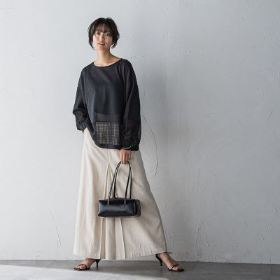 ペーパーブレンドメッシュヘムニットプルオーバー≪手洗い可能≫