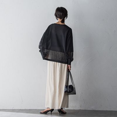 ペーパーブレンドメッシュヘムニットプルオーバー≪手洗い可能≫