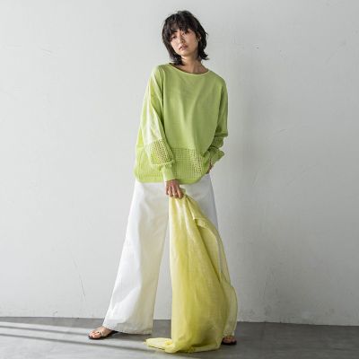 ペーパーブレンドメッシュヘムニットプルオーバー≪手洗い可能≫