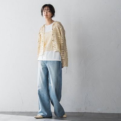 クロシェニットカーディガン≪手洗い可能≫
