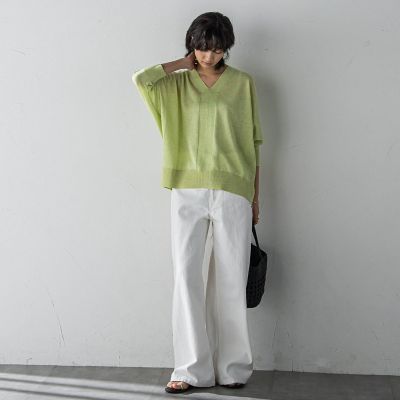 新色追加】LEVITAシアーVネックドルマンニットプル